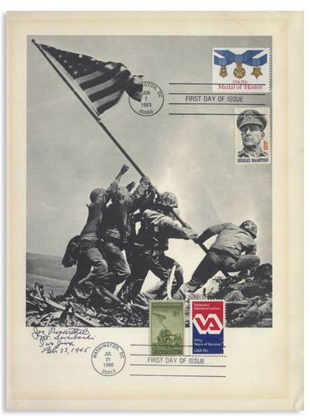 Joe Rosenthal Signed 8.5'' x 11'' Print of the Flag Raising at Iwo Jima